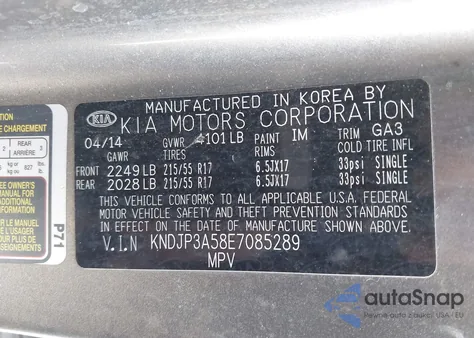 2014 Kia Soul + из США, поврежденный, VIN KNDJP3A58E7085289